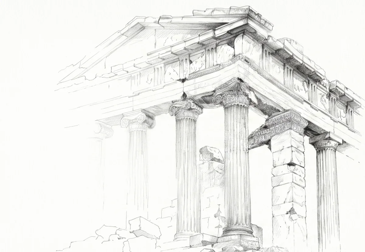 A sketch of a classical temple